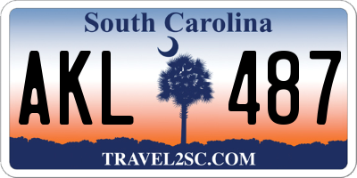 SC license plate AKL487