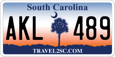 SC license plate AKL489