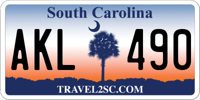SC license plate AKL490