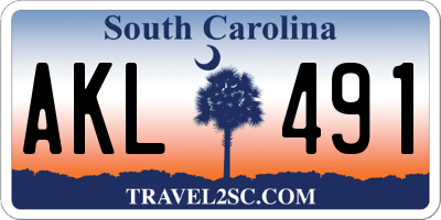 SC license plate AKL491