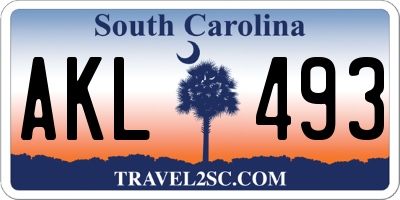 SC license plate AKL493