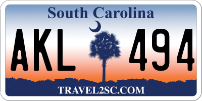 SC license plate AKL494