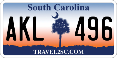SC license plate AKL496