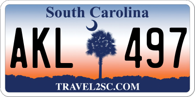SC license plate AKL497