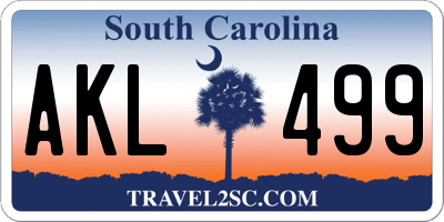 SC license plate AKL499