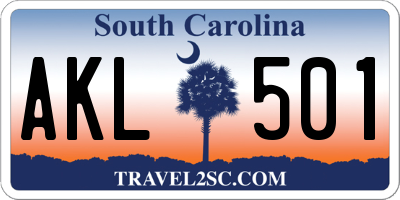 SC license plate AKL501