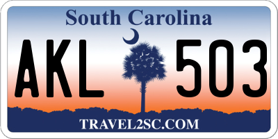 SC license plate AKL503