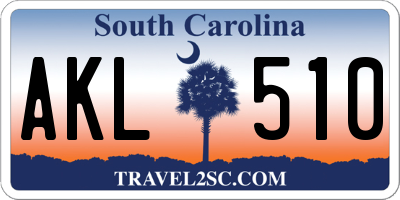 SC license plate AKL510