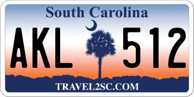 SC license plate AKL512
