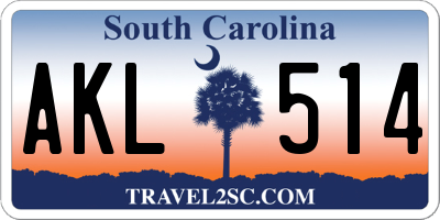 SC license plate AKL514
