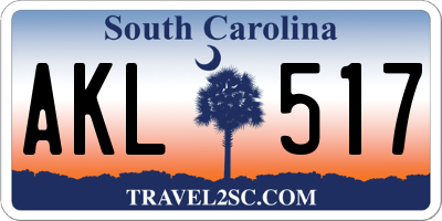 SC license plate AKL517
