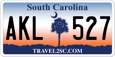 SC license plate AKL527