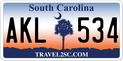SC license plate AKL534