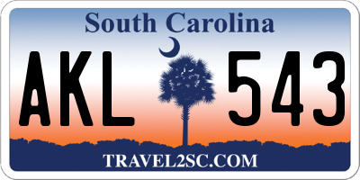 SC license plate AKL543