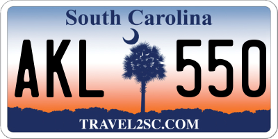 SC license plate AKL550
