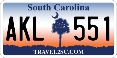 SC license plate AKL551