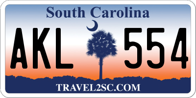 SC license plate AKL554