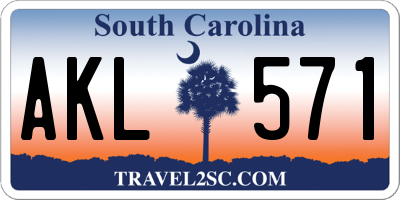 SC license plate AKL571