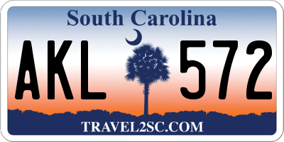 SC license plate AKL572