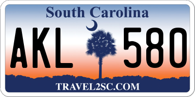 SC license plate AKL580