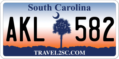 SC license plate AKL582