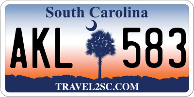 SC license plate AKL583