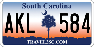 SC license plate AKL584