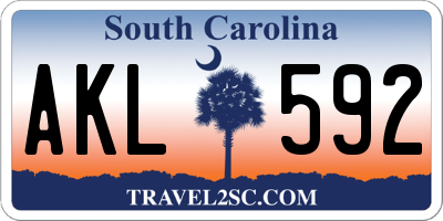 SC license plate AKL592