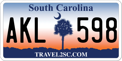 SC license plate AKL598