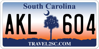 SC license plate AKL604