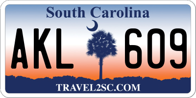 SC license plate AKL609