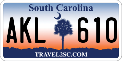 SC license plate AKL610