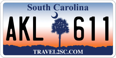 SC license plate AKL611