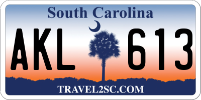 SC license plate AKL613
