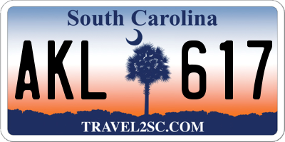 SC license plate AKL617