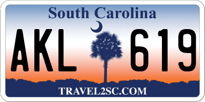 SC license plate AKL619