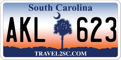 SC license plate AKL623