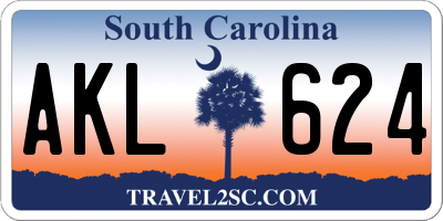 SC license plate AKL624