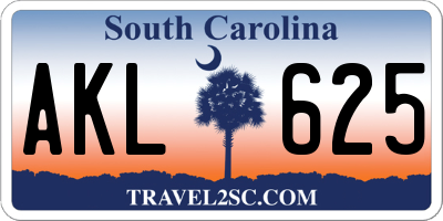 SC license plate AKL625