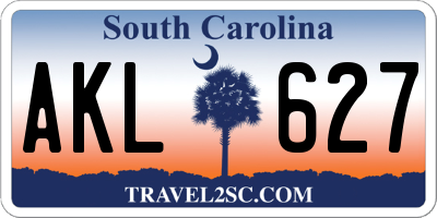 SC license plate AKL627