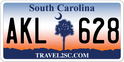 SC license plate AKL628