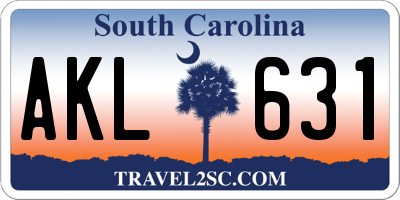 SC license plate AKL631