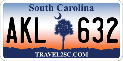 SC license plate AKL632