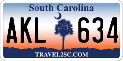 SC license plate AKL634