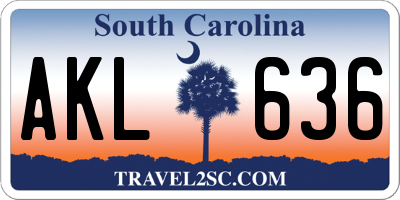 SC license plate AKL636