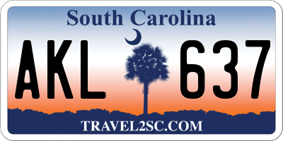 SC license plate AKL637