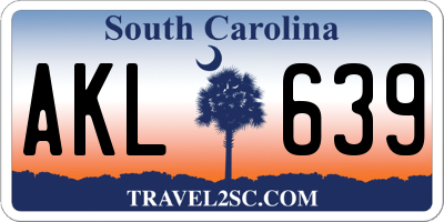 SC license plate AKL639