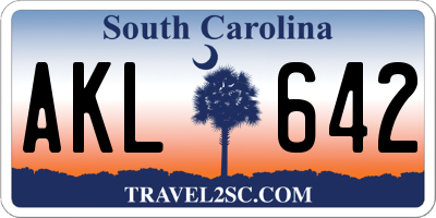 SC license plate AKL642