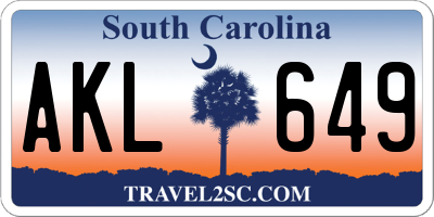SC license plate AKL649