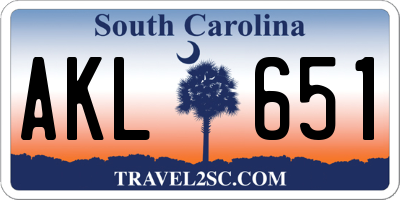 SC license plate AKL651